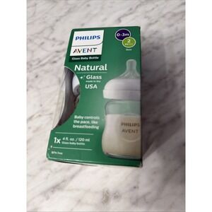 Philips‎ Avent Glass Natural Baby Bottle with Natural Response Nipple 4oz 1pk